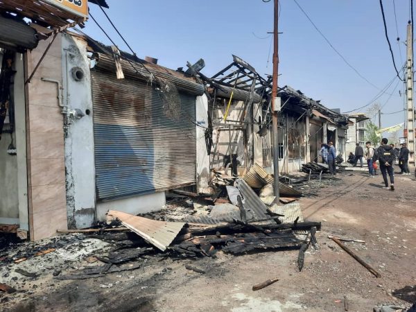 آتش سوزی ۱۰ باب مغازه در رودبنه لاهیجان